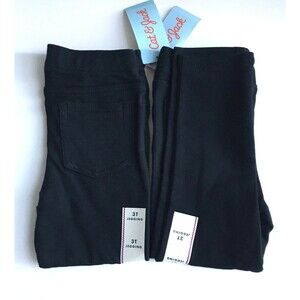 2 Cat & Jack Pants Toddler Kids Girl Jeggings Black Size 3T Pockets Bundle